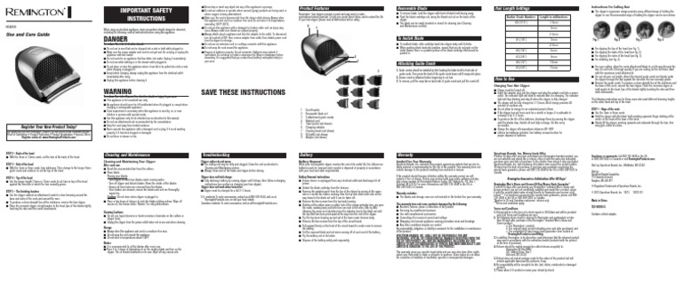 remington hc4250 manual