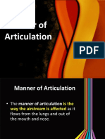Phonetics Manner of Articulation