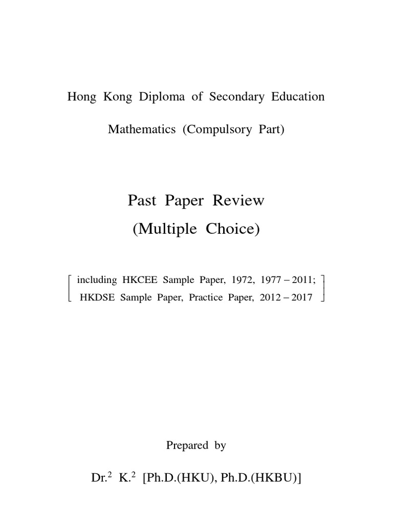 Maths mc by topic 1972 1977 2017 with hkcee hkdse sample papers