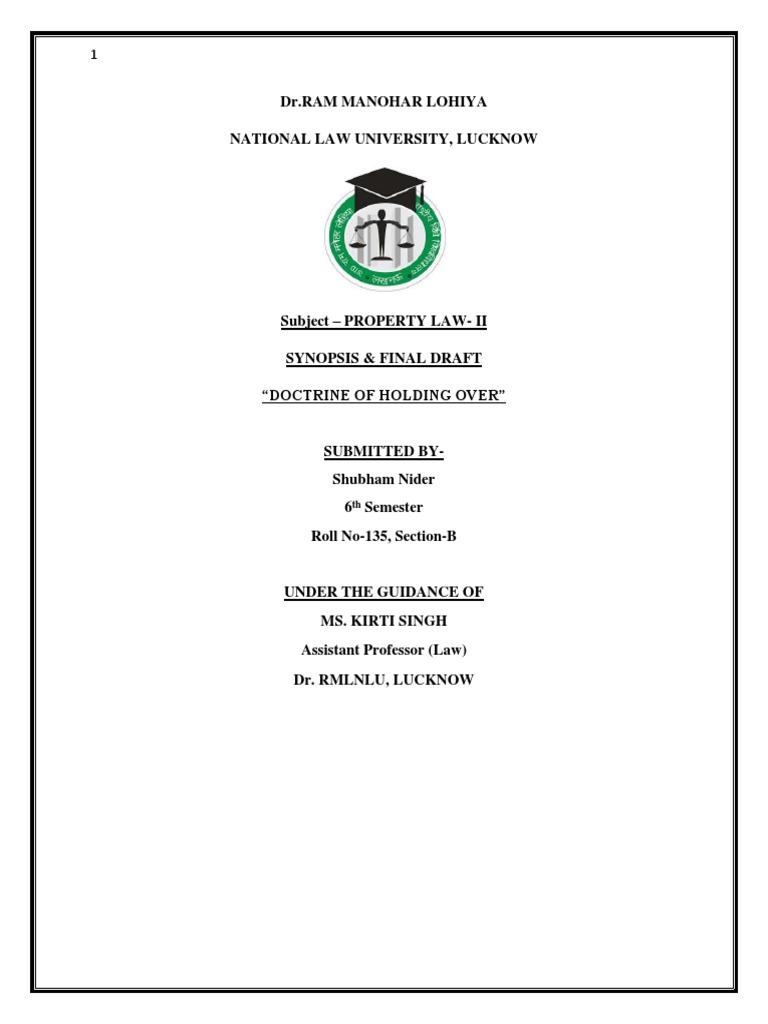 Property Law Doctrine of Holding Over PDF Lease Leasehold Estate