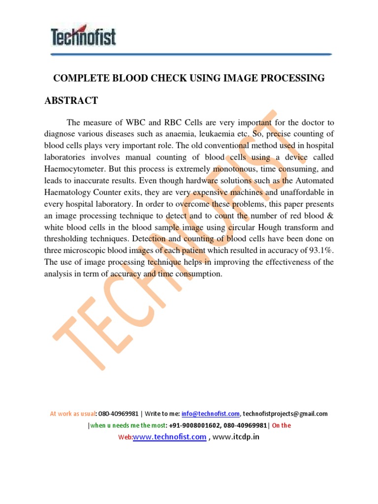 Complete Blood Check Using Image Processing | PDF
