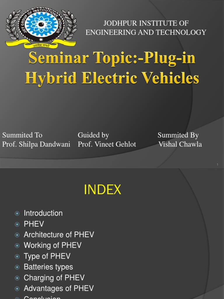 Analysis of Plug-In Hybrid Electric Vehicles (PHEVs): Architectures ...