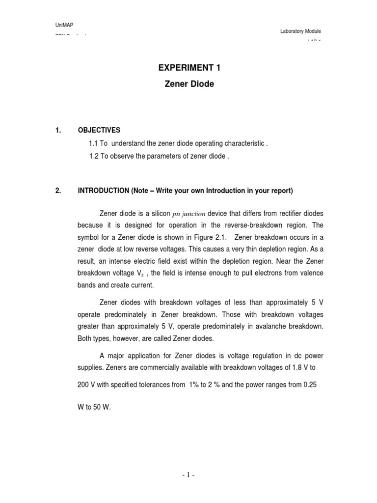 zener diode lab report Diode Electrical Equipment