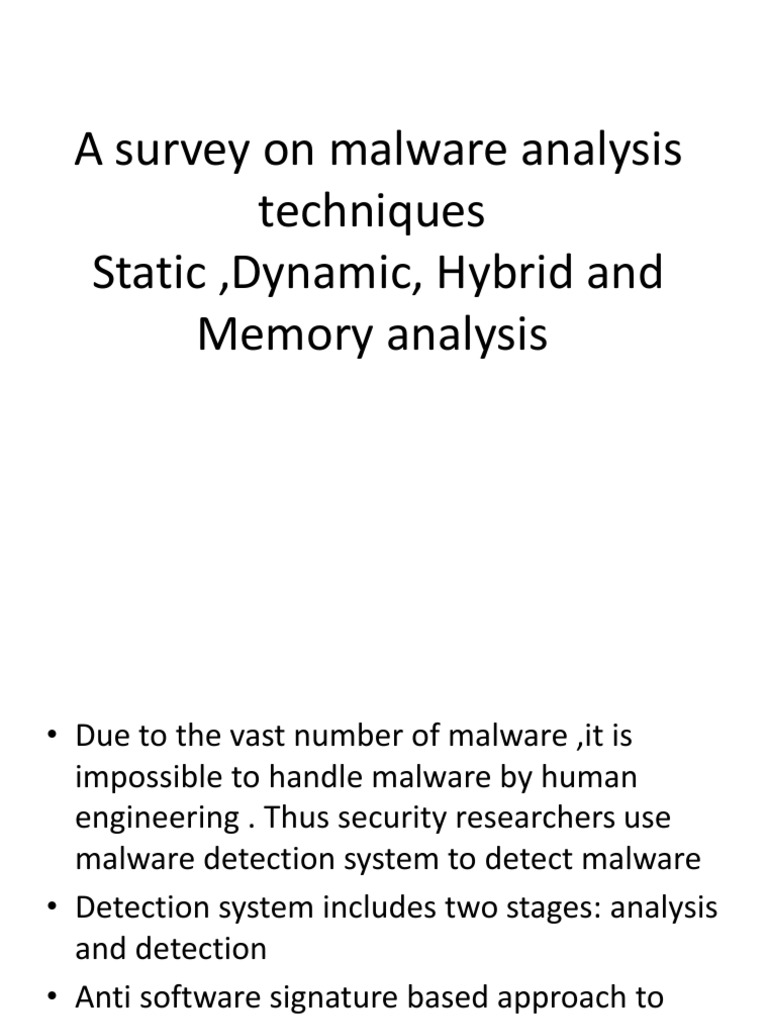 Malware Analysis Techniques Survey | PDF | Malware | Antivirus Software
