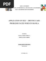 Application of Self - Driving Cars: Problems Faced When in Manila