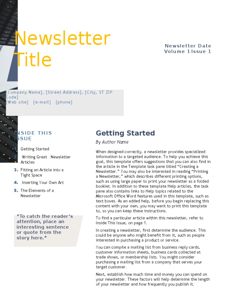 Newsletter Project Guide | PDF | Computer File | Communication