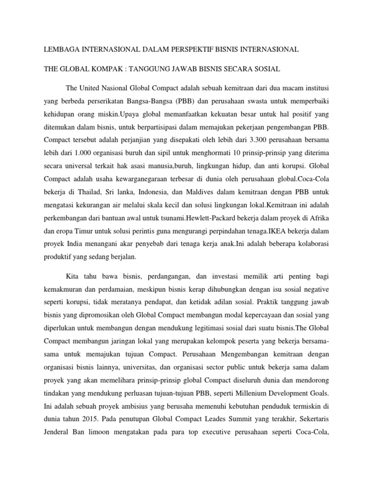 Lembaga Internasional Dalam Perspektif Bisnis Internasional Smester 6 Docx