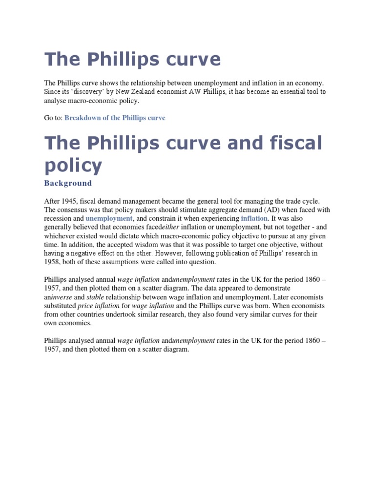 Phillips Curve: Inflation vs. Unemployment | PDF | Phillips Curve ...