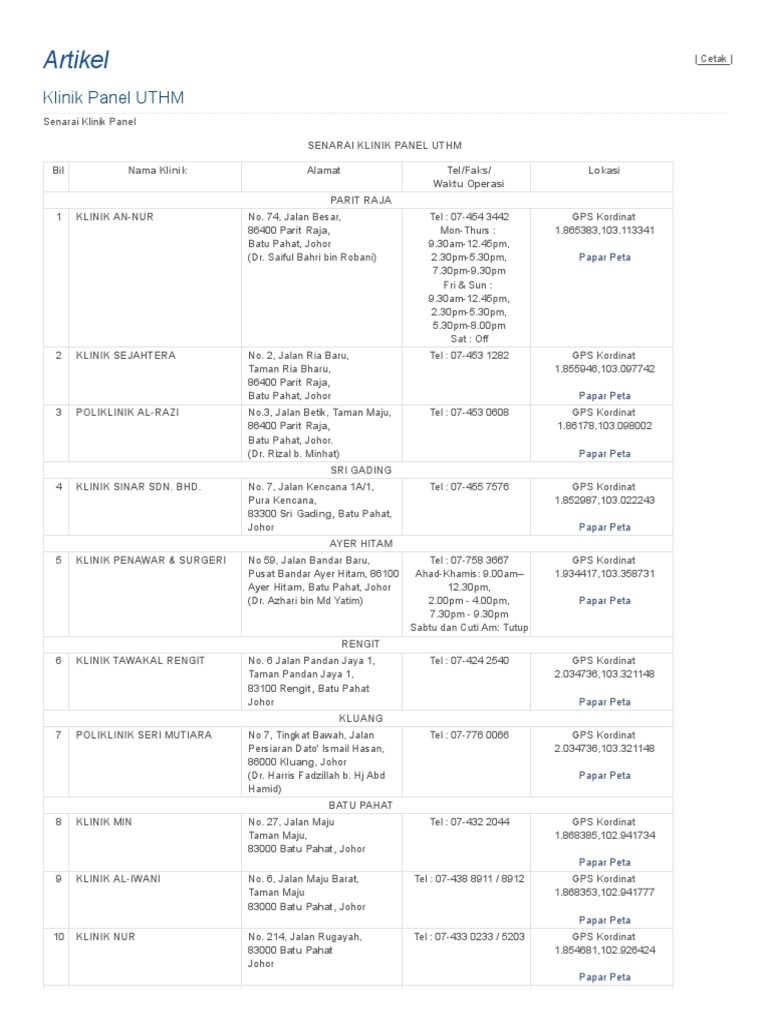 Klinik Uthm  PDF