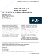 Associations Between Low Back Pain and Depression and Somatization in A Canadian Emerging Adult Population