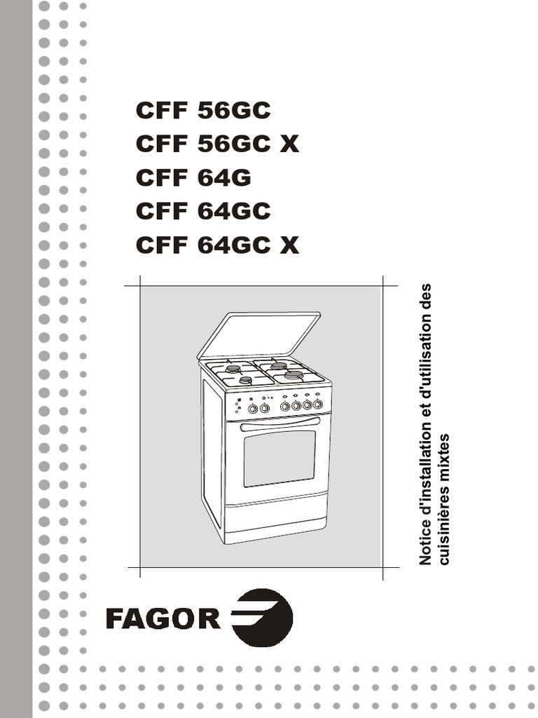Schéma De Montage Cuisinièrer élèctrique Fagor Plan Détaillé Fagor CFF-64GCX | PDF | Gaz naturel | Ventilation (Architecture)