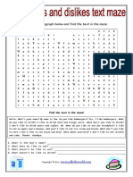 Food Likes and Dislikes Text Maze Worksheet