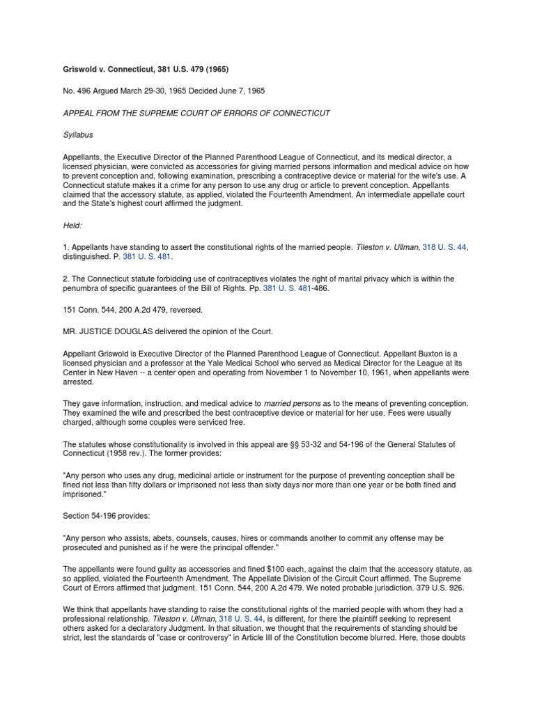 Appeal From The Supreme Court of Errors of Connecticut Griswold v