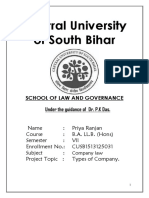 Types of Companies at Central University of South Bihar