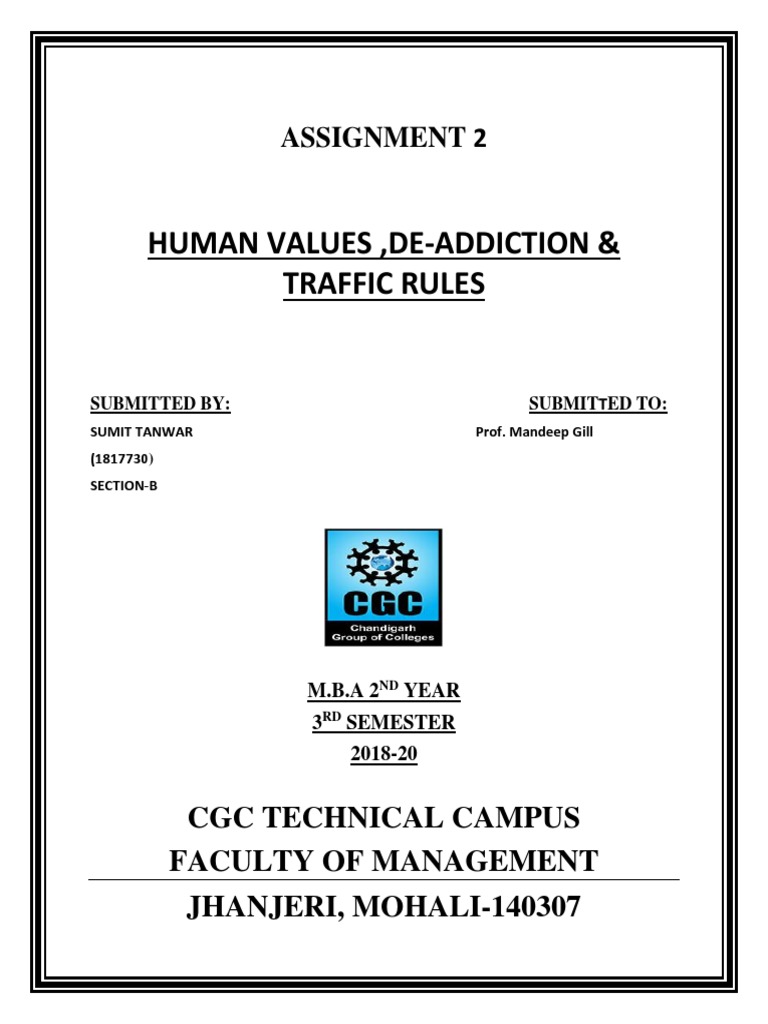 Mba assignment front page format pdf