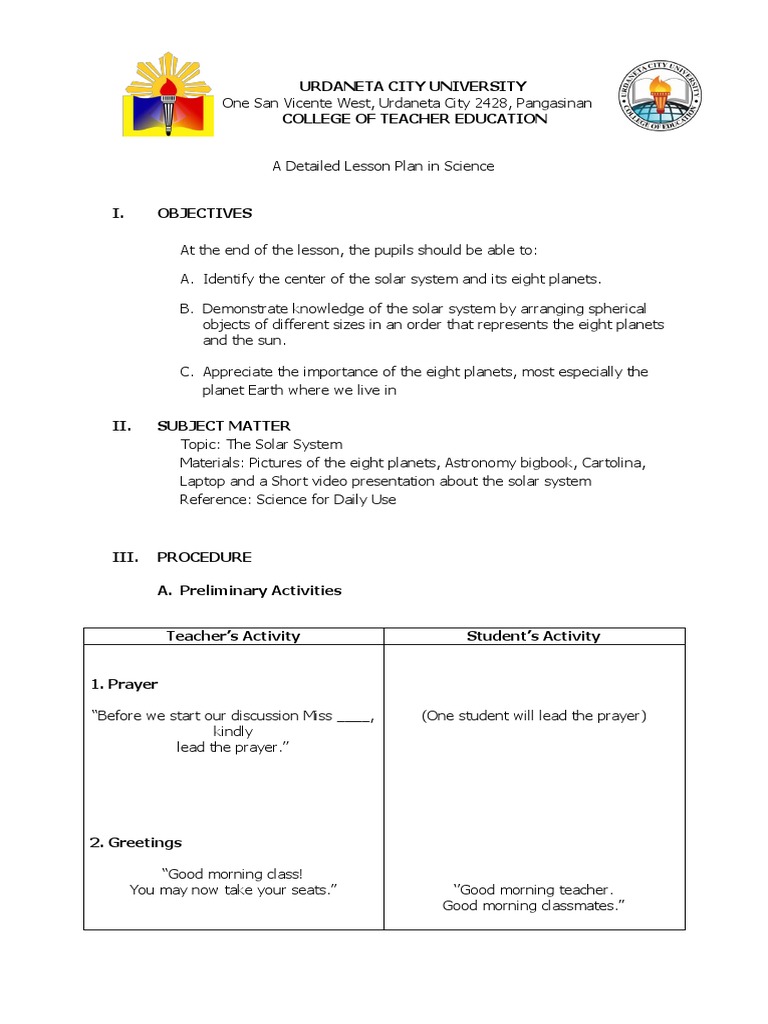 Detailed Solar System Lesson Plan | PDF | Uranus | Neptune