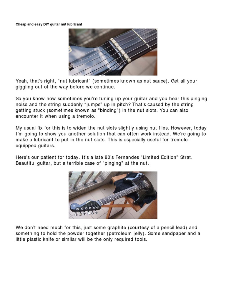 Cheap and Easy DIY Guitar Nut Lubricant PDF Guitars Pencil