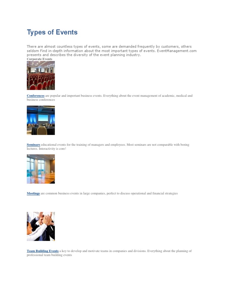 Types of Events | PDF | Incentive | Marketing