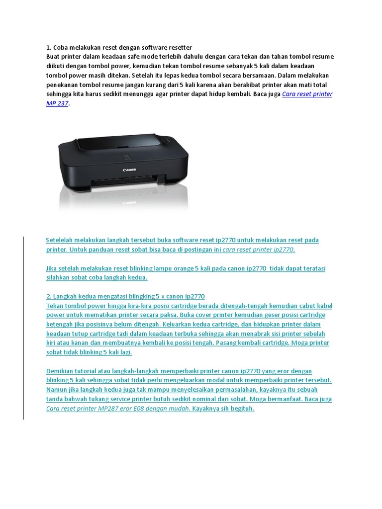 Reset Printer Canon MP287 Error E08 | PDF | Karier & Perkembangan | Bisnis