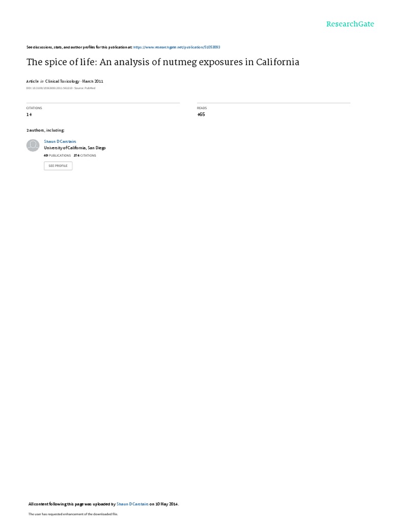 TheSpiceofLife Nutmeg PDF Psychoactive Drugs Hypertension