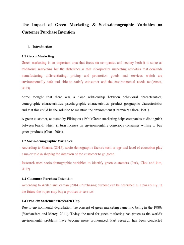 The Impact of Green Marketing On Customer Purchase Intention | PDF ...