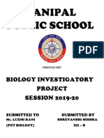 Manipal Public School: Biology Investigatory Project SESSION 2019-20