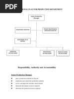 Organizational Plan For Production Department: Responsibility, Authority and Accountability