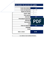 Calcular Precio Sublimacion - XLSX Versión 1