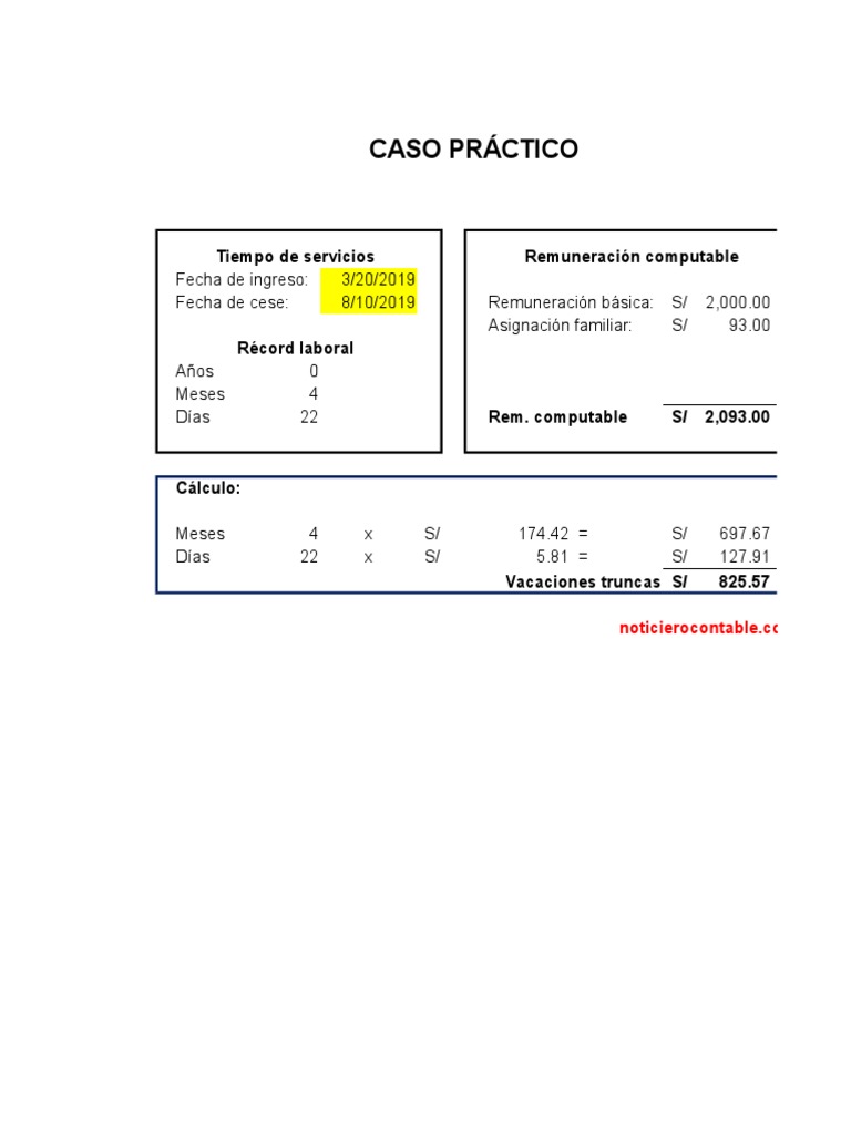 Cálculo de Liquidación Laboral 2019 | PDF