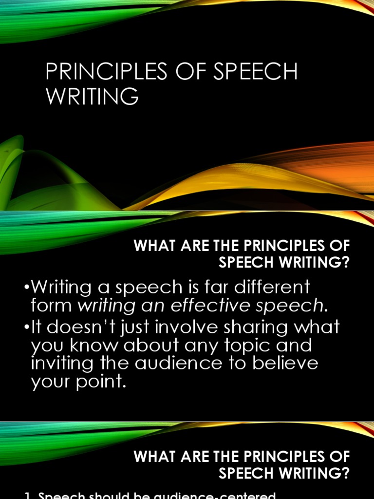 Principles of Speech Writing | PDF | Fear | Public Speaking