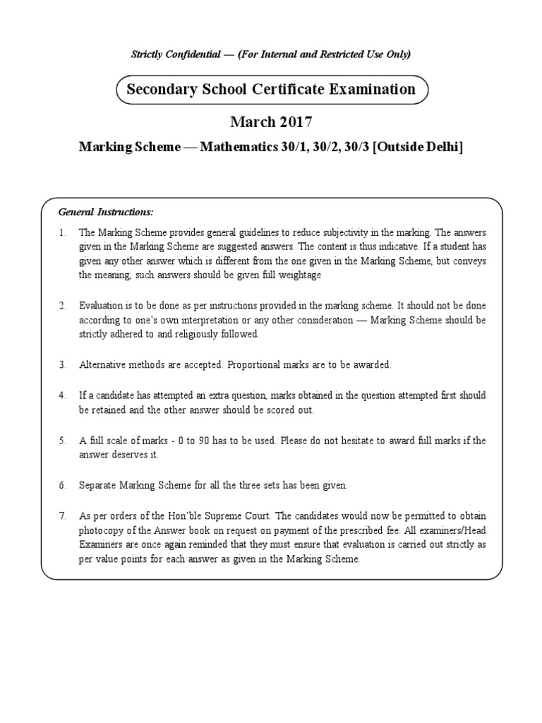 Mathematics Marking Scheme 2017 | PDF | Question | Triangle