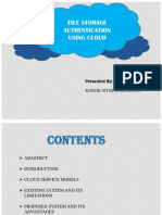 File Storage Authentication Using Cloud: Presented by