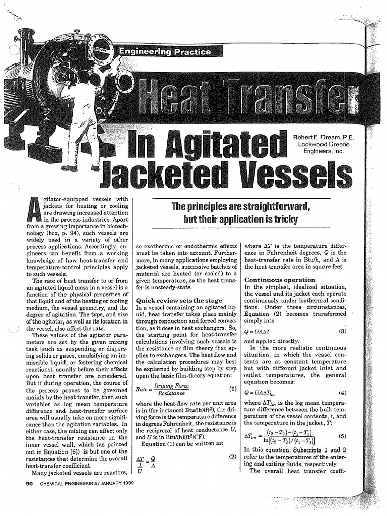 Heat Transfer in Agitated Jacketed Vessels PDF
