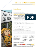 Certificado Del Curso SAP Object-Oriented Programming in Java