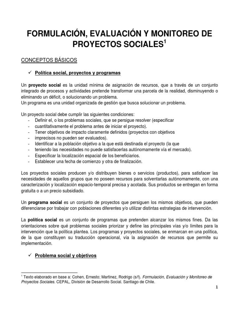Evaluación y Monitoreo de Proyectos Sociales | PDF | Población | Evaluación