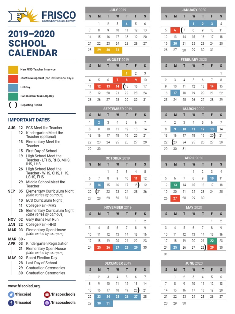 2019-2020 FISD Calendar | PDF | Schools | Educational Stages