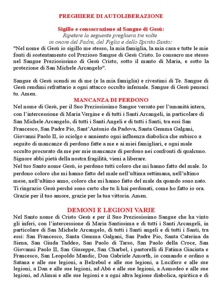 Ripetere La Seguente Preghiera Tre Volte In Onore Del Padre Del Figlio E Dello Spirito Santo