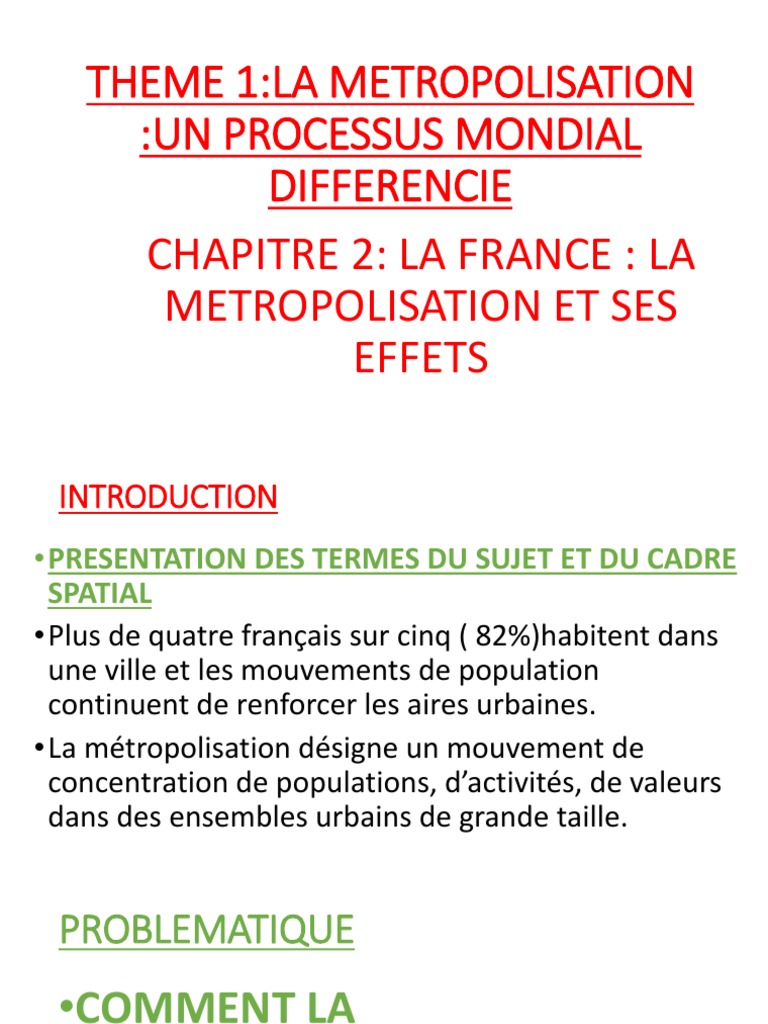 La Metropolisation Un Processus Mondial Differencie Cours Pdf Theme 1:La Metropolisation:Un Processus Mondial Differencie Chapitre 2