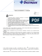 Avaliação de Matemática do 1o Ano com 12 Questões