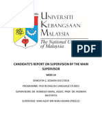 Candidate'S Report On Supervision by The Main Supervisor