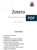 Zotero: Personal Bibliography Database 20. 10. 2019