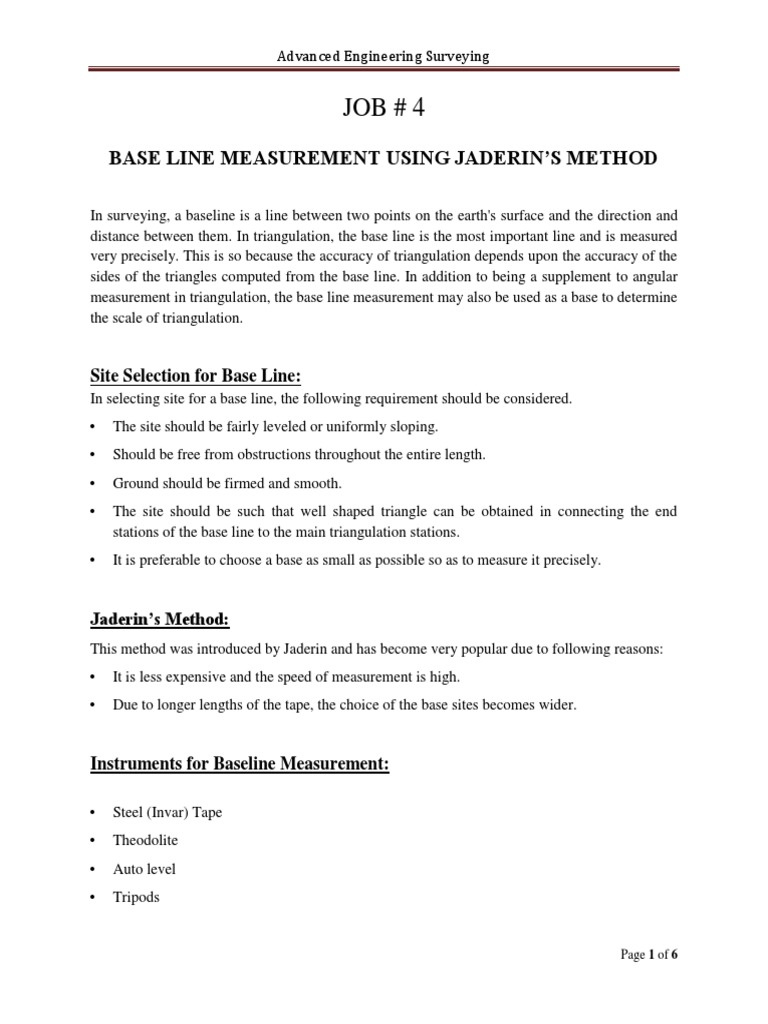 Baseline Measurement in Surveying | PDF | Surveying | Measurement