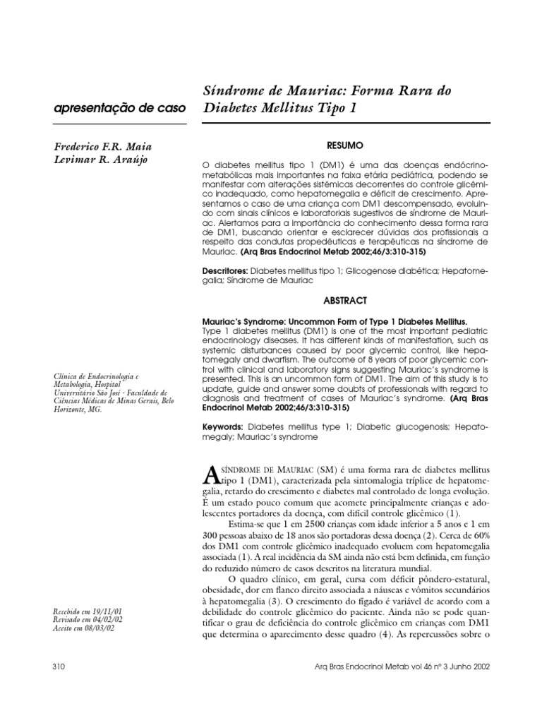 Sindrome de Mauriac PDF Diabetes mellitus Especialidades médicas