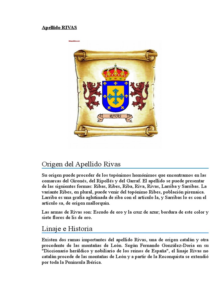 Origen y significado del apellido Rivas | PDF | Apellido | España