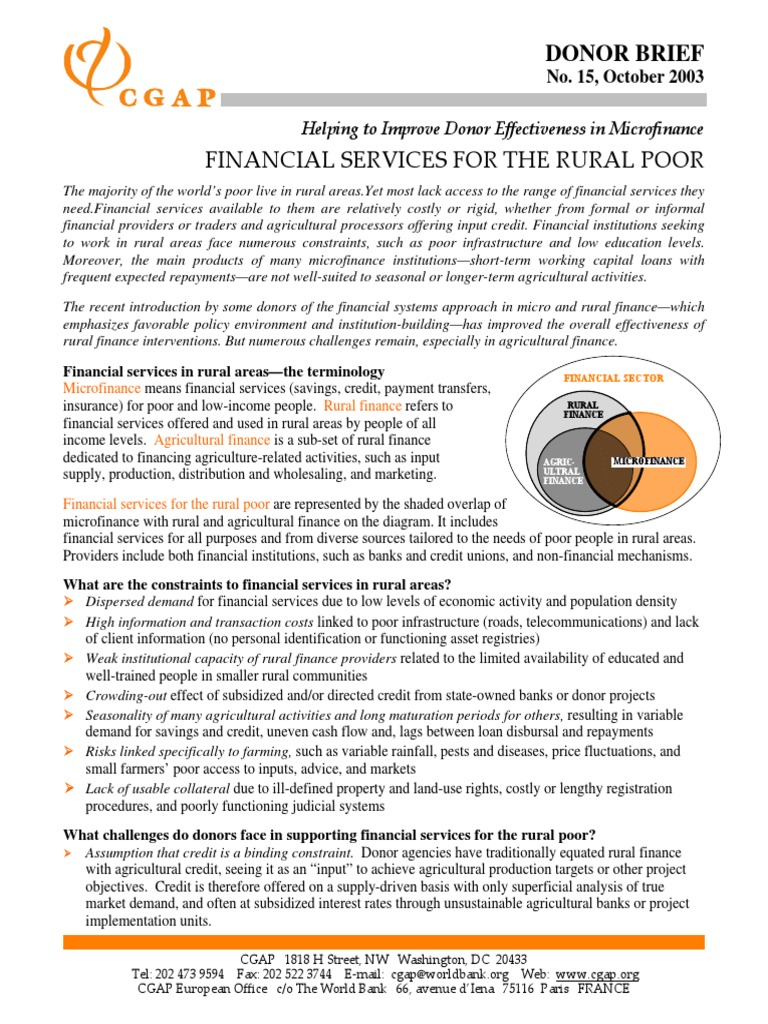 Enhancing Rural Finance for the Poor | PDF | Microfinance | Poverty