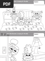 Five Little Monsters Jumping On Bed Color PDF