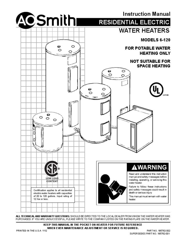 Residential Electric Water Heaters PDF Water Heating Electrical