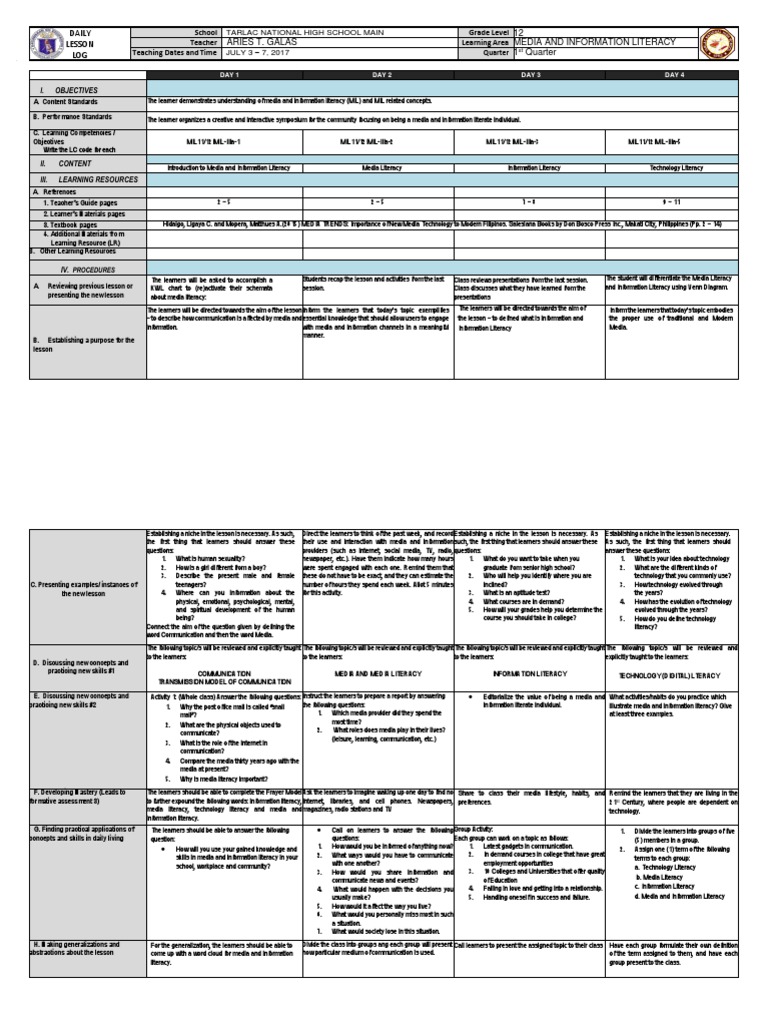 Media Literacy Importance for Grade 12 | PDF | Information Literacy ...