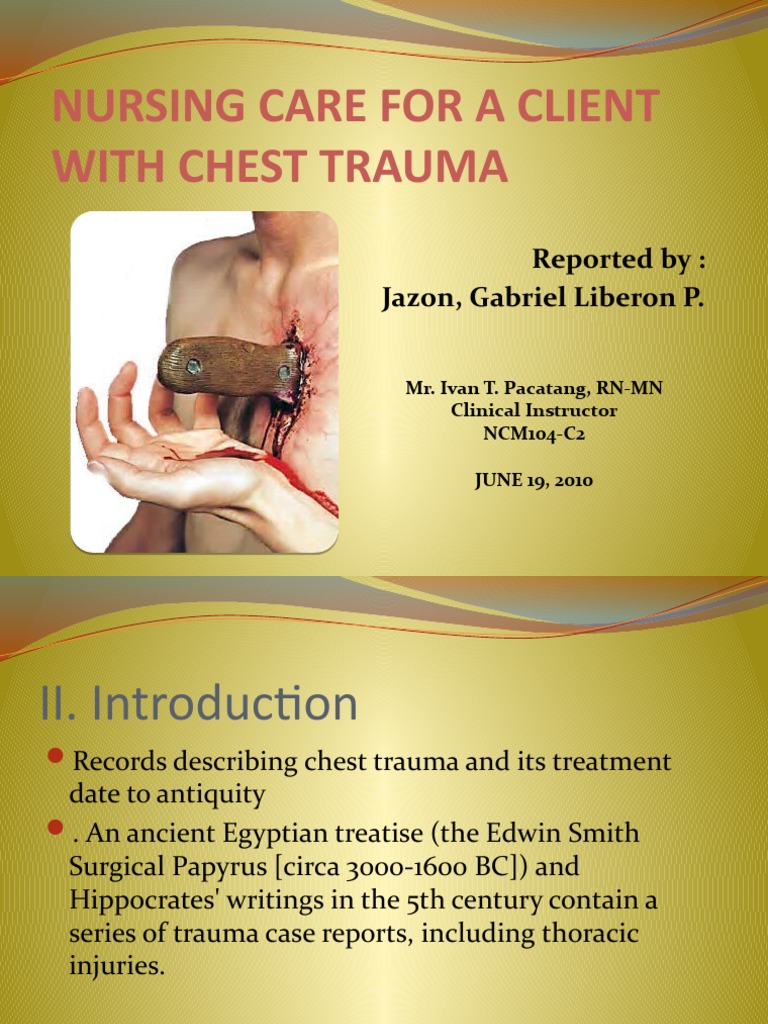 Nursing Management of Chest Trauma | PDF | Major Trauma | Thorax