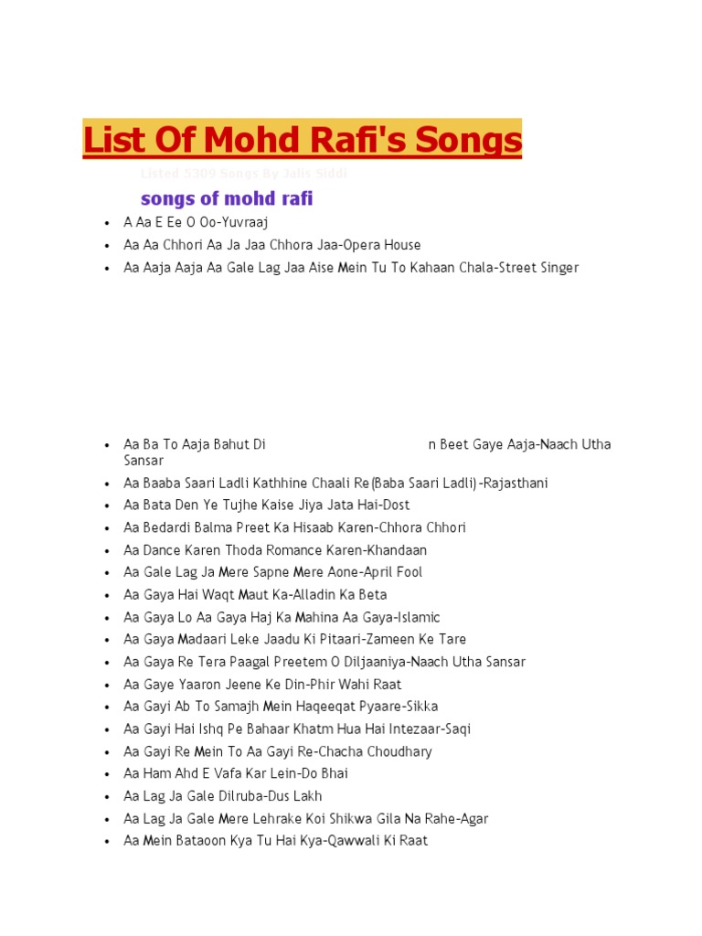 List Of Mohd Rafi Songs Teri shehnai bole sun ke jiya mora dole त र शहन ई ब ल स न क ज य म र ड ल भ जप र शहन ई chahat. list of mohd rafi songs